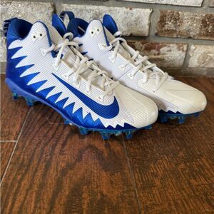 Nike White and Blue Athletic Cleats